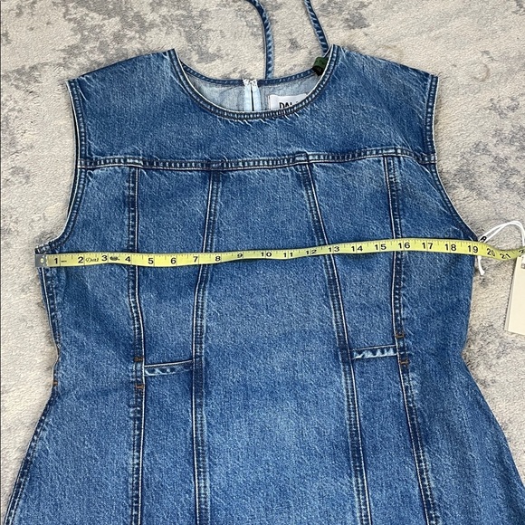 NWT DALA 31 Open Back Column Dress Cornflower Blue Denim Midi Sz 31 - Picture 8 of 10